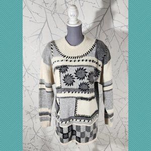 IB Diffusion VTG Patchwork Silk Blend Tunic Sweater